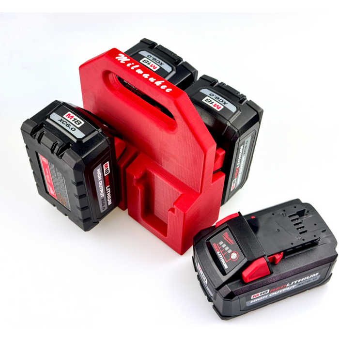 Milwaukee M18 Battery Caddy – 4 or 6 Slot Holder - Store M18 Batteries with This 3D Printed Tool | Perfect Home Improvement Gift for Him