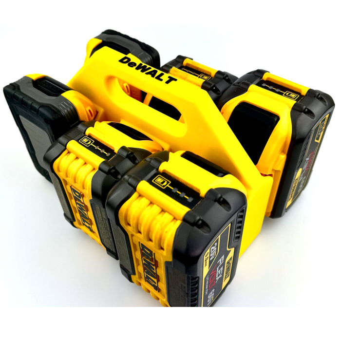 DeWALT 20V / 20V Max Battery Caddy – 4 or 6 Slot Holder - Store Batteries with This 3D Printed Tool | Perfect Home Improvement Gift for Him