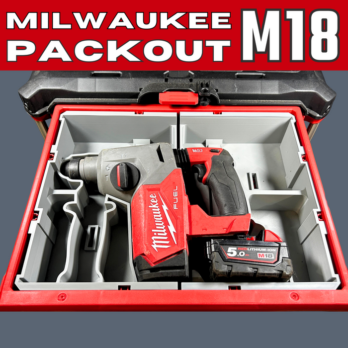 Milwaukee PACKOUT M18 Hammer & Battery Insert – Fits 48228442 2-Drawer Toolbox