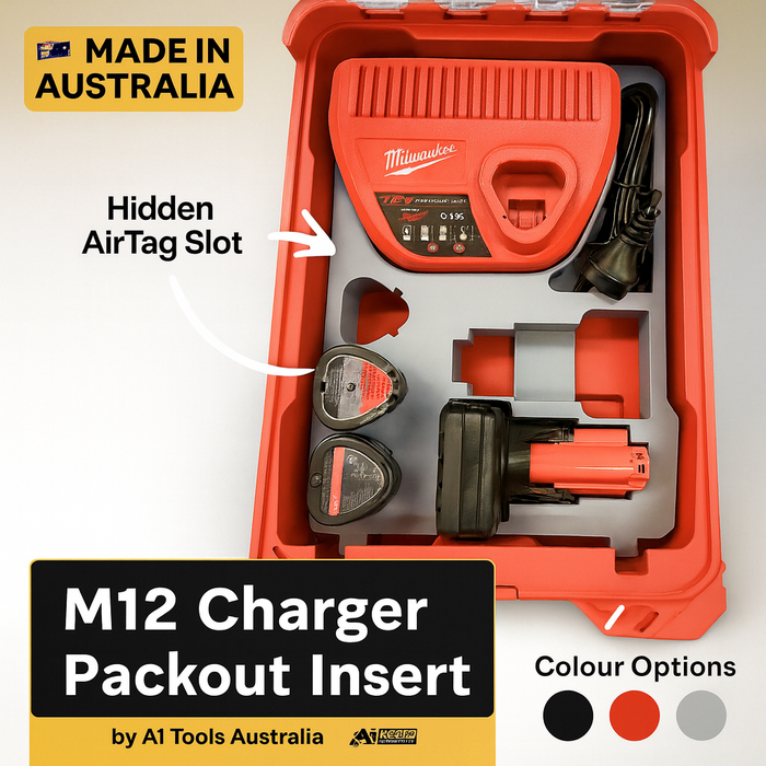 Milwaukee Packout M12 Charger & Battery Insert - 48-22-8435 Compact Organiser – 3D Printed Tools