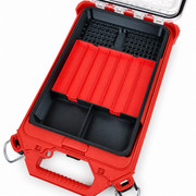 Top view of low-profile PACKOUT bit insert with trays installed
