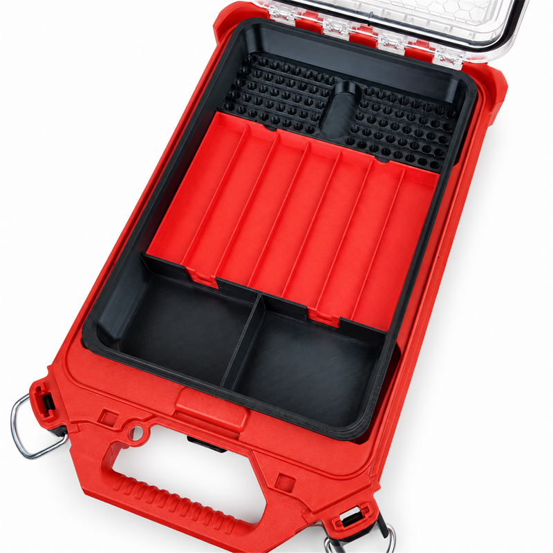 Top view of low-profile PACKOUT bit insert with trays installed