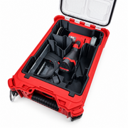 Compact-only PACKOUT insert loaded with M12 cut-off tool, angled view