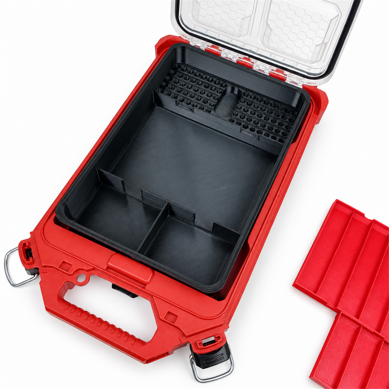 PACKOUT bit insert with centre trays removed, angled view