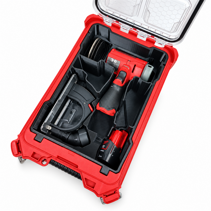 Overhead view of compact-only M12 cut-off insert and accessories