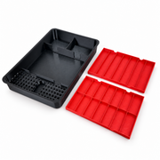 Bit storage insert with seven-slot tray and fourteen-pocket tray removed