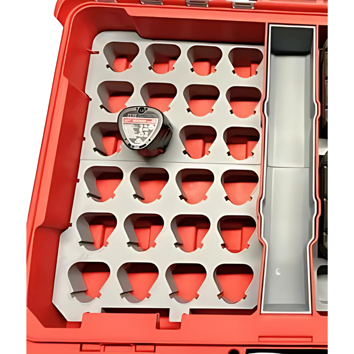 Milwaukee M18 & M12 Battery Holder Packout Insert – Stores 25 Batteries Fits Full-Size Packout Organiser 48228430 | A1 Tools Australia
