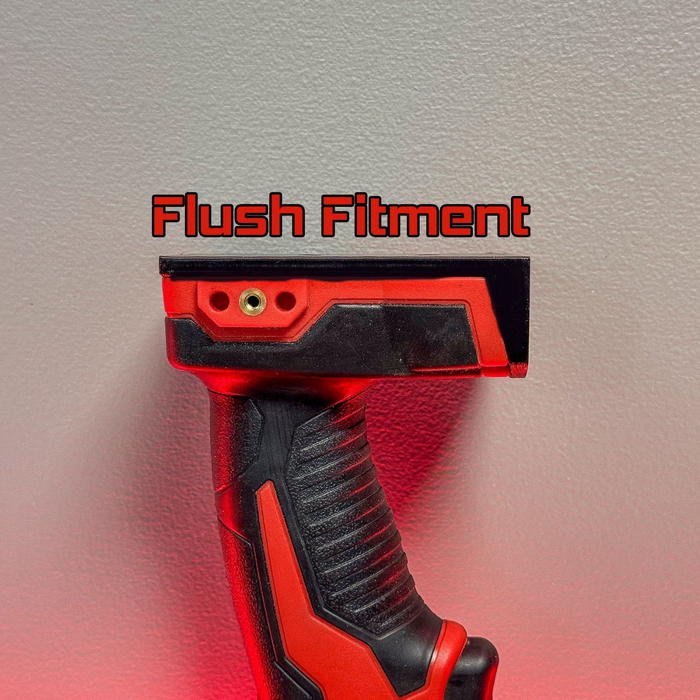 Red and black tool with 'Flush Fitment' text on a gray background