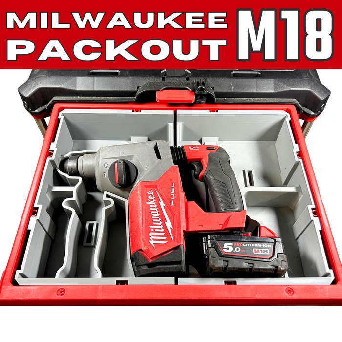 Milwaukee PACKOUT M18 Hammer & Battery Insert – Fits 48228442 2-Drawer Toolbox