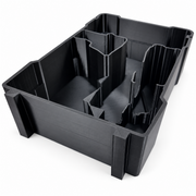 Compact-only PETG insert close-up showing printed dividers and outer shape