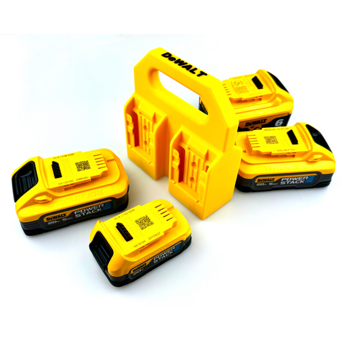 DeWALT 20V / 20V Max Battery Caddy – 4 or 6 Slot Holder - Store Batteries with This 3D Printed Tool | Perfect Home Improvement Gift for Him