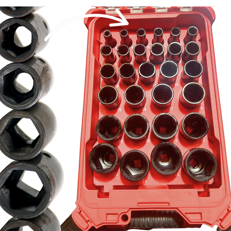 Milwaukee Mechanics Packout Tray – Metric 29-Piece Deep-Socket Holder Fits Milwaukee Packout Compact Organiser (48-22-8435)