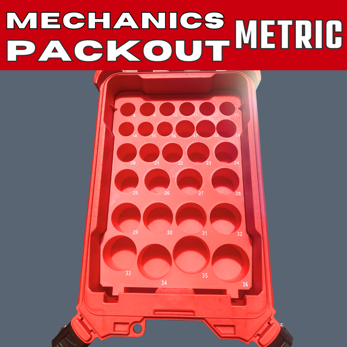 Milwaukee Mechanics Packout Tray – Metric 29-Piece Deep-Socket Holder Fits Milwaukee Packout Compact Organiser (48-22-8435)
