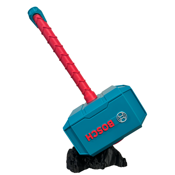 🔨 Bosch Thor’s Hammer Display & Collectors Piece – Teal & Red Workshop Decor