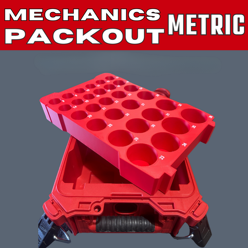 Milwaukee Mechanics Packout Tray – Metric 29-Piece Deep-Socket Holder Fits Milwaukee Packout Compact Organiser (48-22-8435)