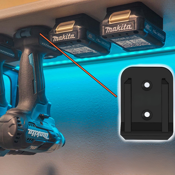 Makita 12 V CXT Wall‑Mount Kit – 10‑Piece Bundle 5 × Tool Holders  +  5 × Battery Holders Vertical / Under‑Shelf Storage for CXT Drills, Drivers & Packs