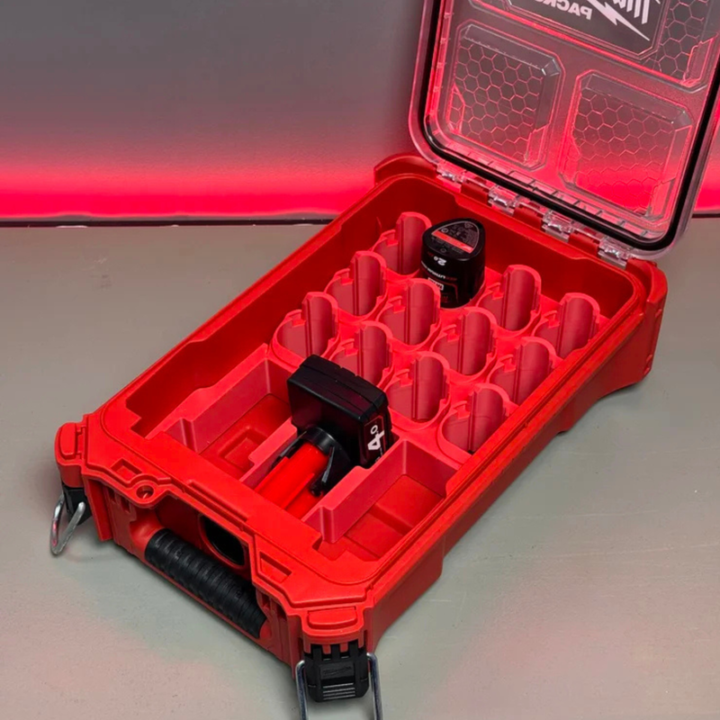 Milwaukee PACKOUT M12 Barrel (12 Slot) + High Output (3 Slot) Battery Holder