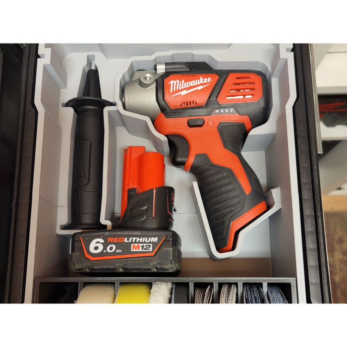 Milwaukee Packout Compact Organiser Insert for M12 Polisher – With Removable Bin for Polishing Mops & Discs – PETG Made in Australia