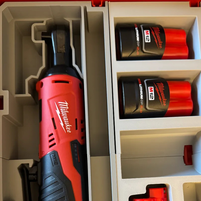 Milwaukee M12 3/8" Ratchet Packout Organiser Insert – Custom Tool Storage for Model 2457-20