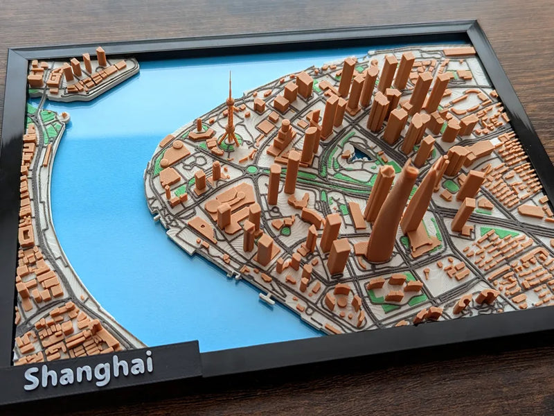Shanghai China 3D Miniature Map – Multi-Coloured City Art & Gift