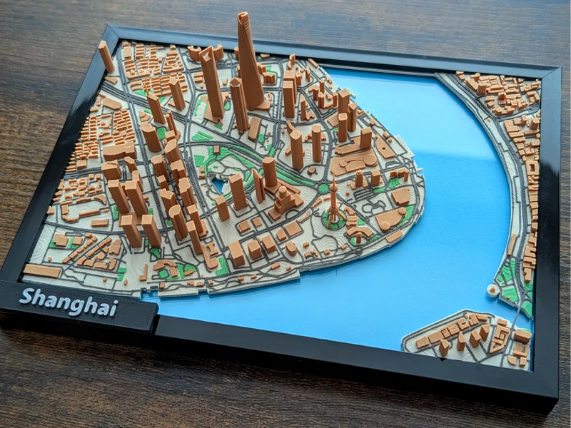 Shanghai China 3D Miniature Map – Multi-Coloured City Art & Gift