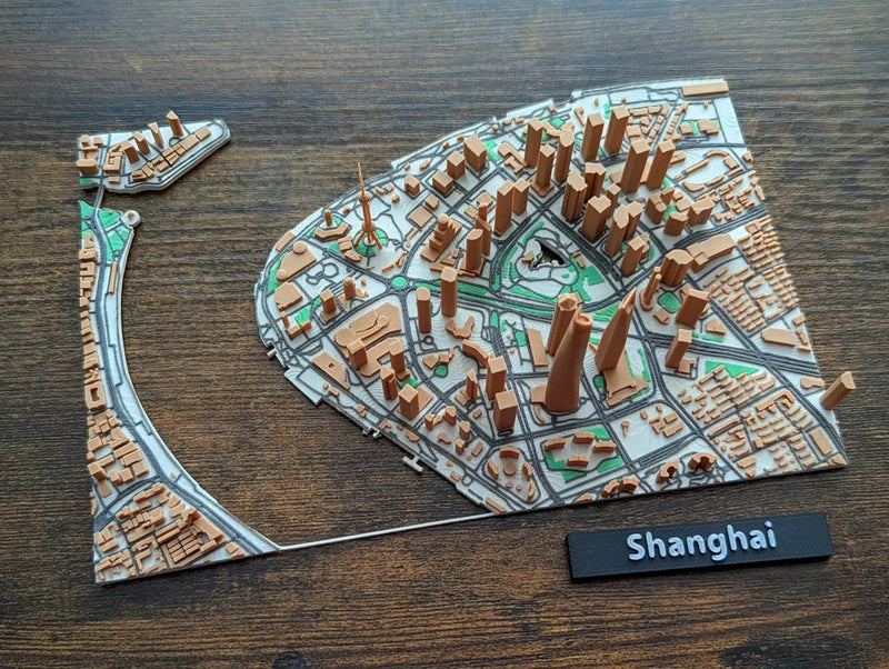 Shanghai China 3D Miniature Map – Multi-Coloured City Art & Gift