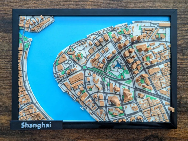 Shanghai China 3D Miniature Map – Multi-Coloured City Art & Gift