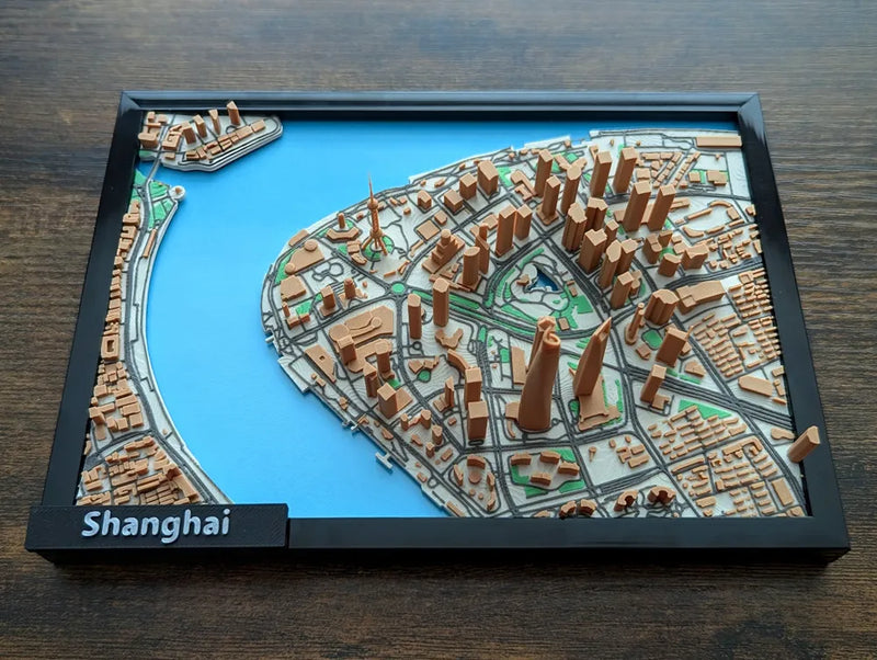 Shanghai China 3D Miniature Map – Multi-Coloured City Art & Gift