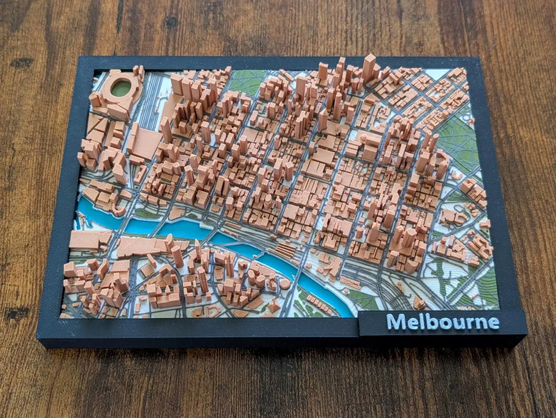 Melbourne Australia 3D Miniature Map – Multi-Coloured City Art & Gift