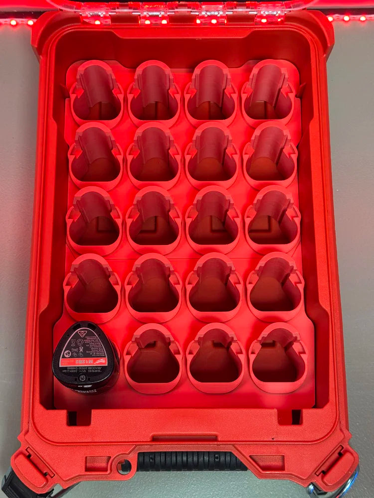 Milwaukee PACKOUT M12 Barrel Battery Holder – 20 Slot