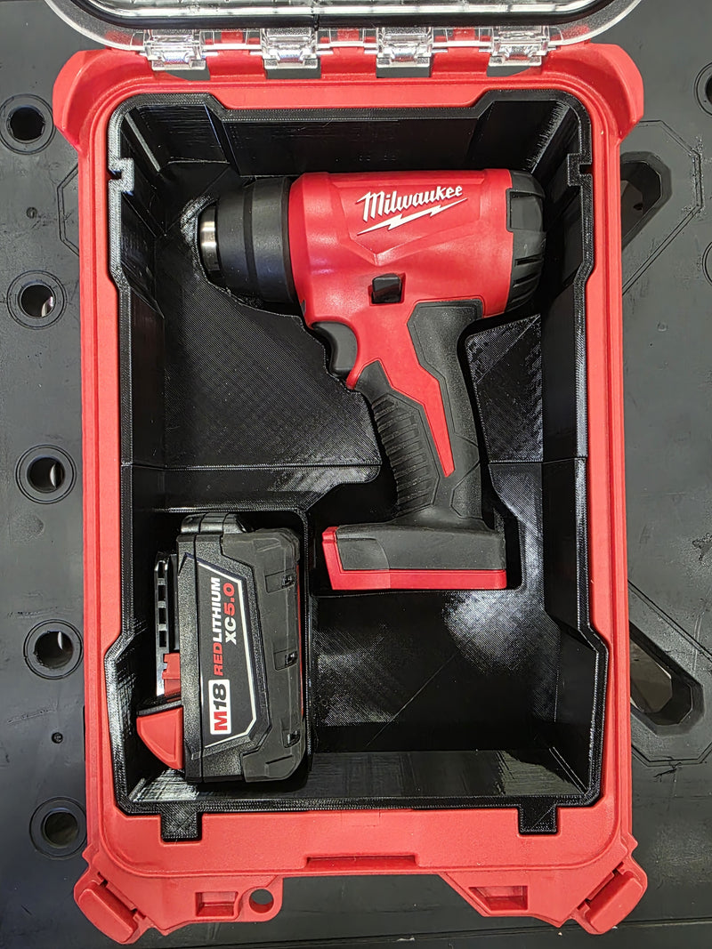 Milwaukee M18 Heat Gun Insert for PACKOUT 48-22-8435 | Heat Gun + Battery (PETG)