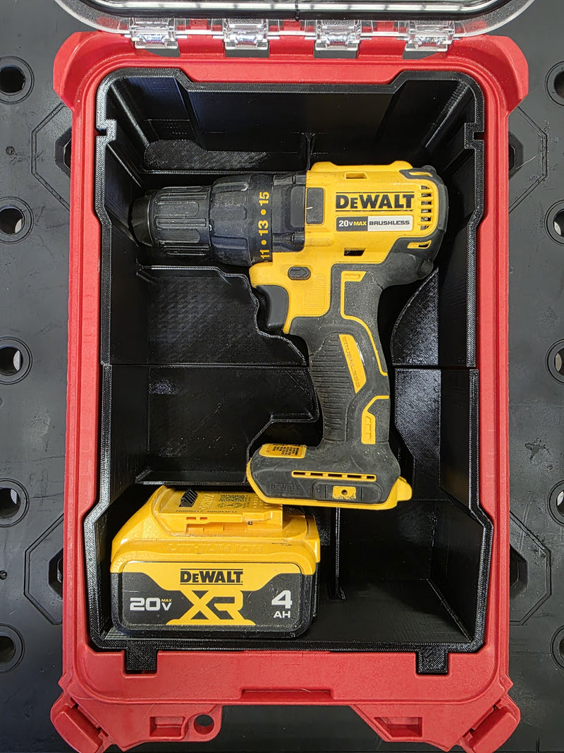 DEWALT Drill & Battery PACKOUT Insert – Fits Milwaukee 48-22-8435 Compact Organiser