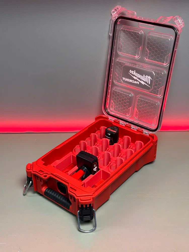 Milwaukee PACKOUT M12 Barrel (12 Slot) + High Output (3 Slot) Battery Holder