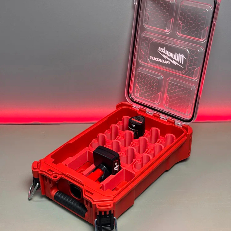 Milwaukee PACKOUT M12 Barrel (12 Slot) + High Output (3 Slot) Battery Holder