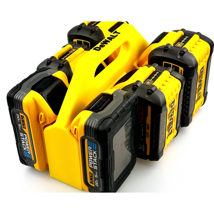 DeWALT 20V / 20V Max Battery Caddy – 4 or 6 Slot Holder - Store Batteries with This 3D Printed Tool | Perfect Home Improvement Gift for Him