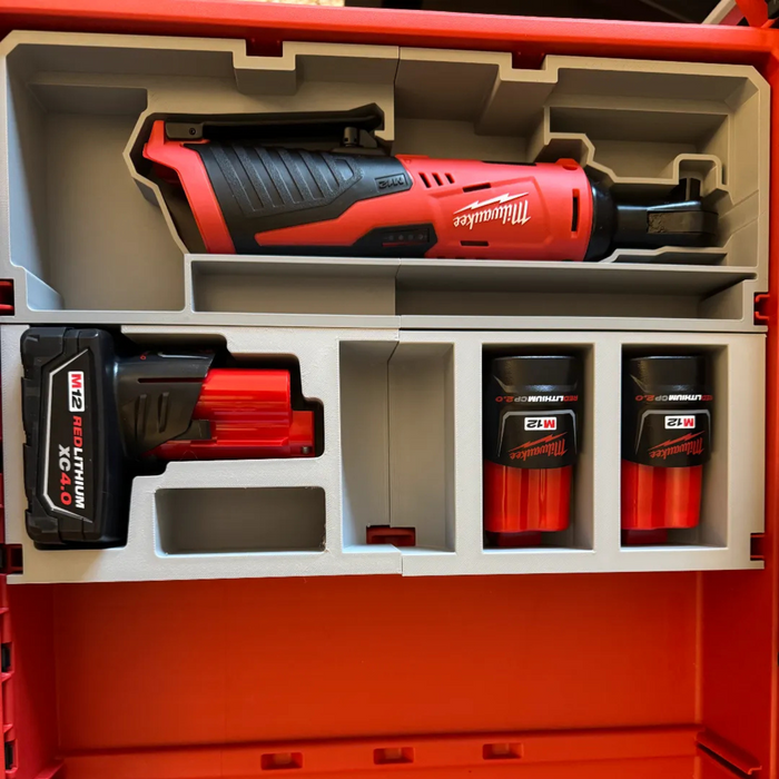 Milwaukee M12 3/8" Ratchet Packout Organiser Insert – Custom Tool Storage for Model 2457-20