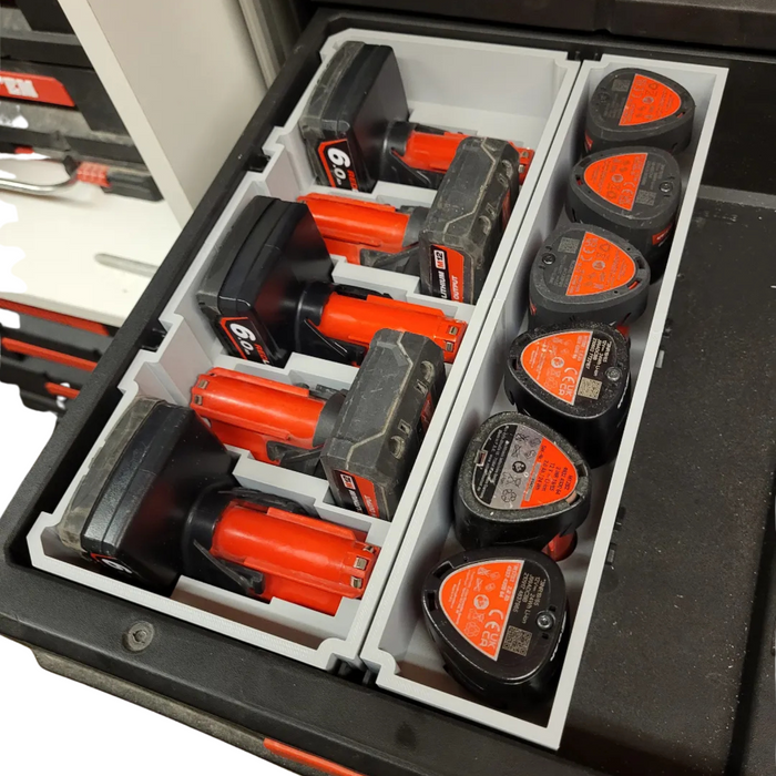 Milwaukee Packout Battery Insert – 5x M12 High Output & 6x 2Ah Battery Holder