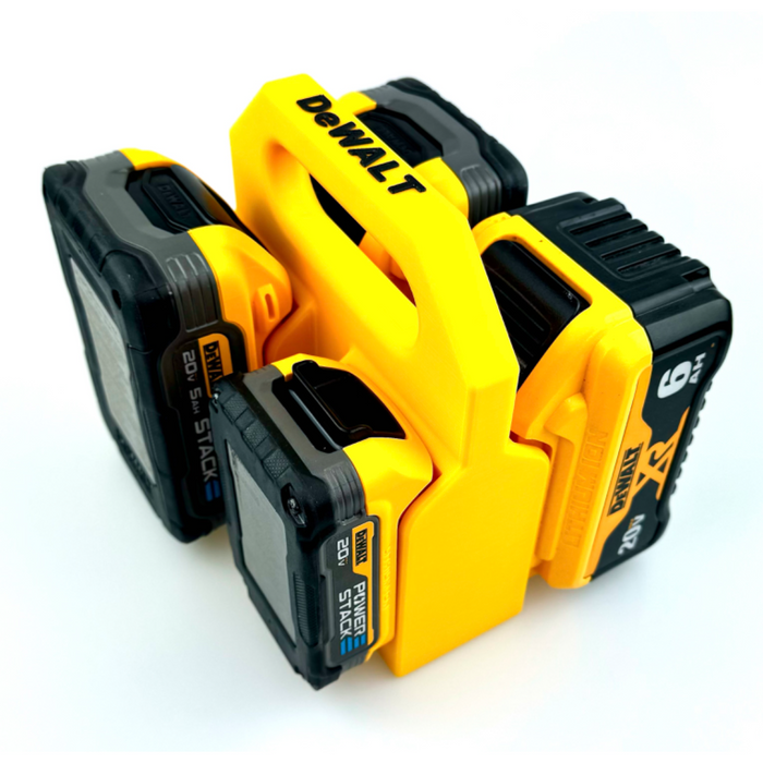 DeWALT 20V / 20V Max Battery Caddy – 4 or 6 Slot Holder - Store Batteries with This 3D Printed Tool | Perfect Home Improvement Gift for Him