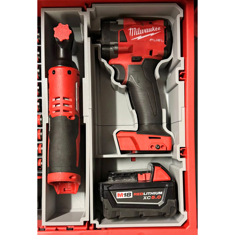 Milwaukee M18 Impact Wrench Packout Insert - Optional Slim Organiser for M12 FUEL Ratchet