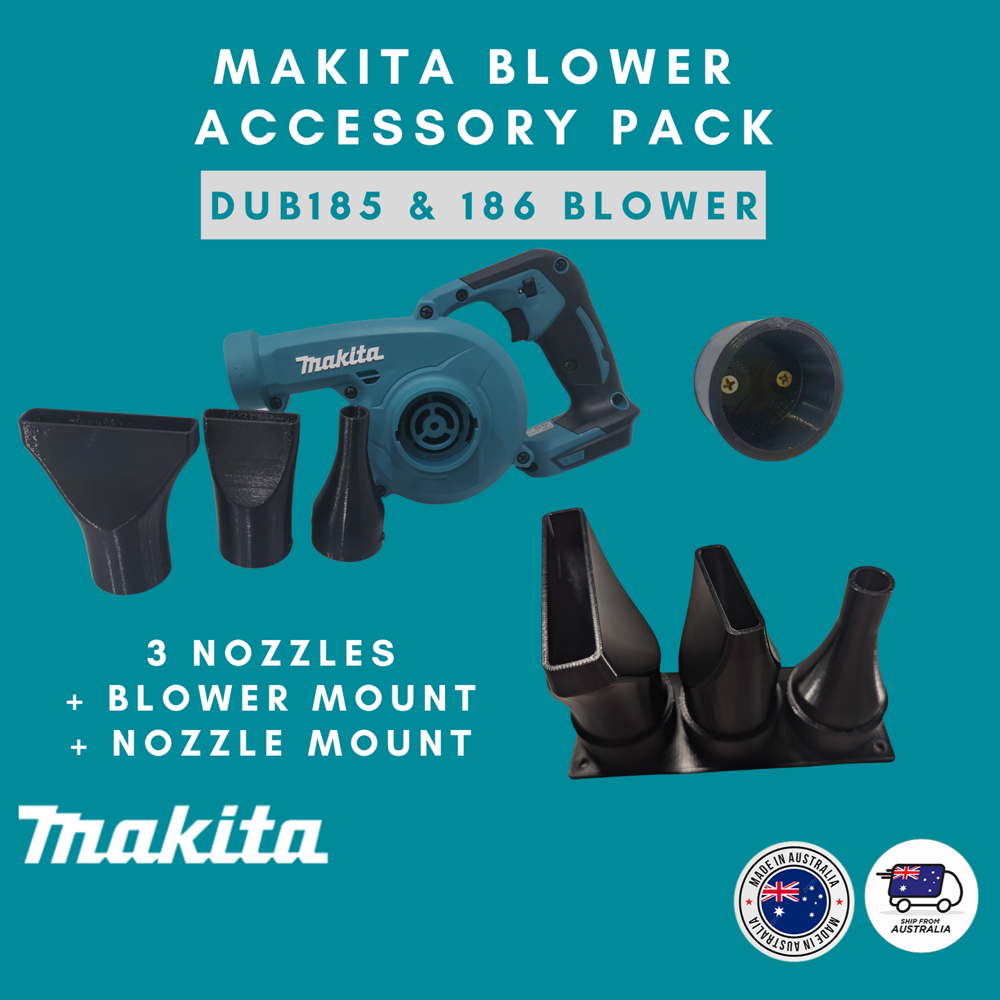 Triple Blower Nozzle Pack Wall Mounts for Makita Blower DUB185 DUB
