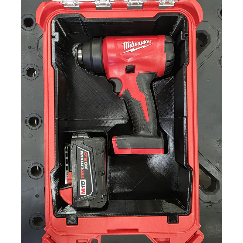 Milwaukee M18 Heat Gun Insert for PACKOUT 48-22-8435 | Heat Gun + Battery (PETG)
