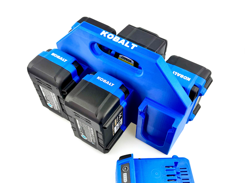 KOBALT 24V Battery Caddy (4 or 6 Pack) | Latching Battery Carrier | PETG