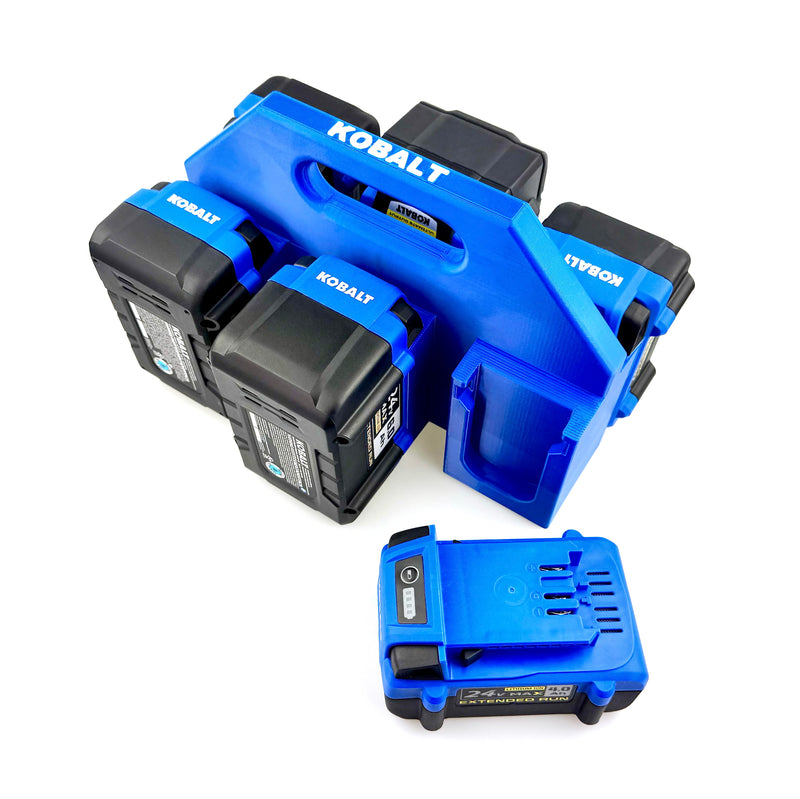 KOBALT 24V Battery Caddy (4 or 6 Pack) | Latching Battery Carrier | PETG