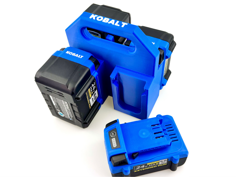 KOBALT 24V Battery Caddy (4 or 6 Pack) | Latching Battery Carrier | PETG