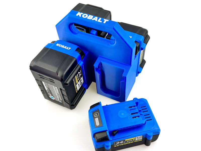 KOBALT 24V Battery Caddy (4 or 6 Pack) | Latching Battery Carrier | PETG