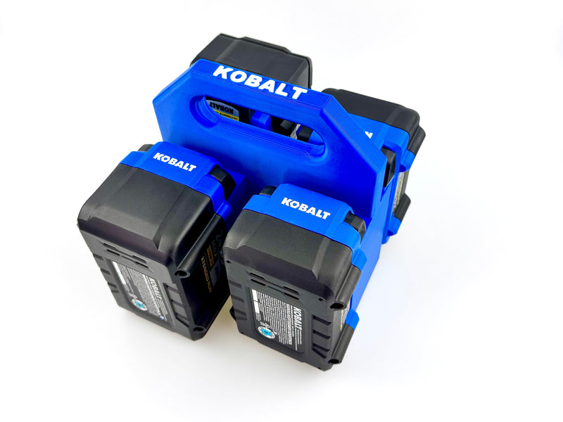 KOBALT 24V Battery Caddy (4 or 6 Pack) | Latching Battery Carrier | PETG