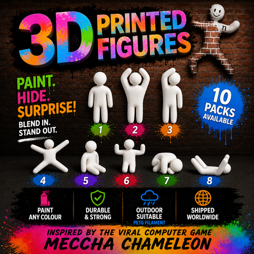 Meccha chameleon inspired 3D printed articulated figures 10 pack, fidget gift