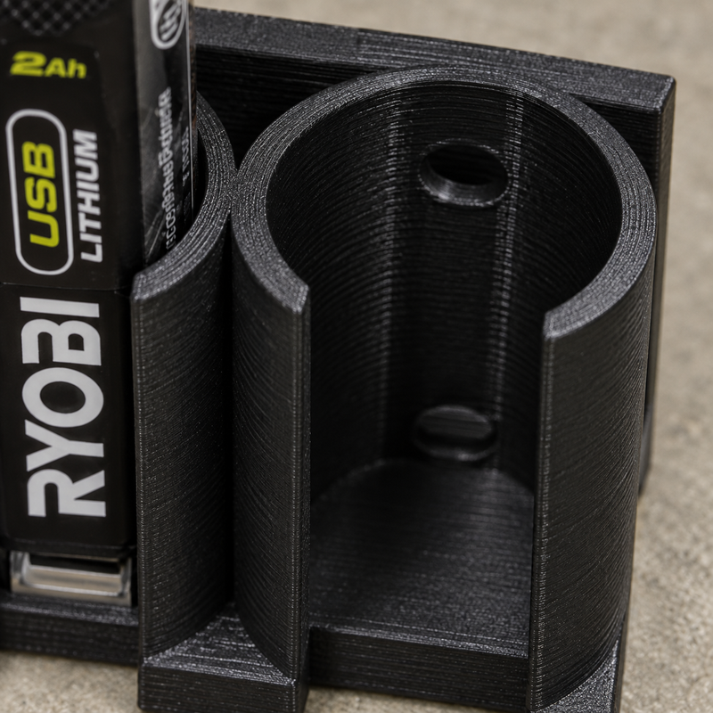 Colour Detail Black colour variant — Ryobi USB Lithium Battery Holder Wall Mount - Battery Storage