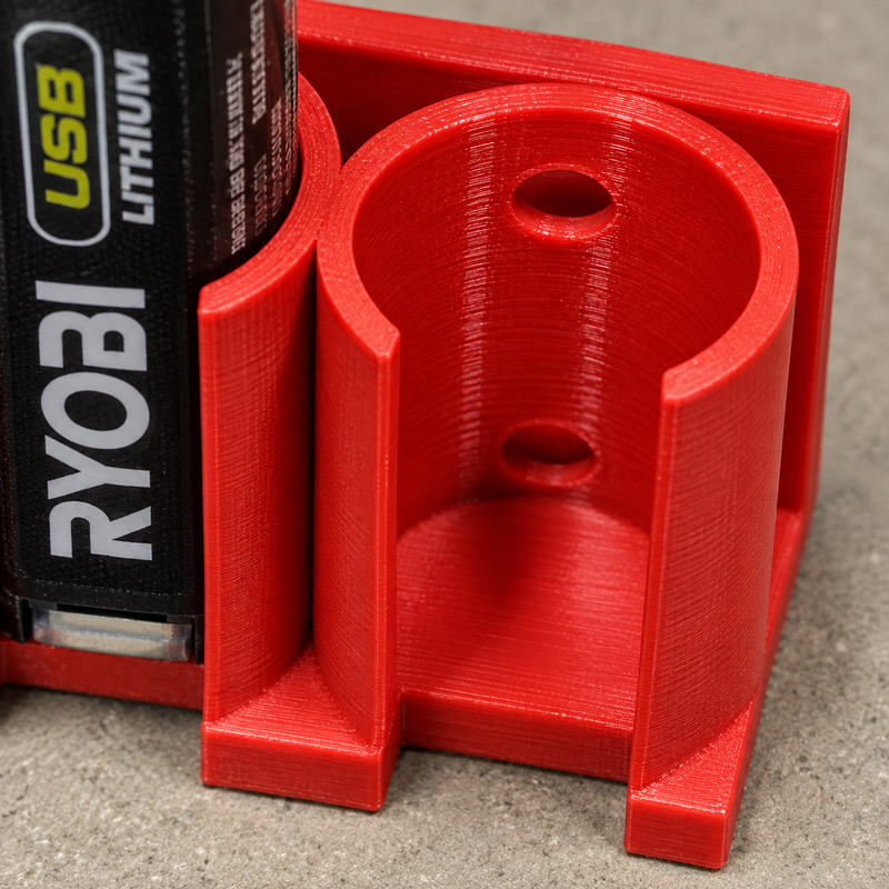 Colour Detail Red colour variant — Ryobi USB Lithium Battery Holder Wall Mount - Battery Storage