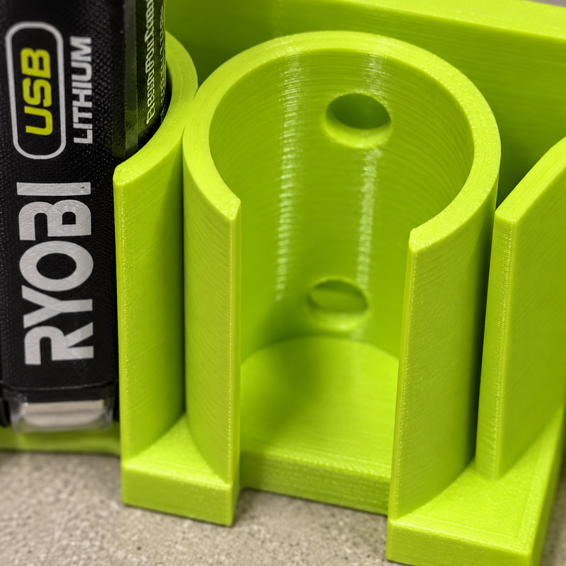Colour Detail Ryobi Green (As pictured) colour variant — Ryobi USB Lithium Battery Holder Wall Mount - Battery Storage